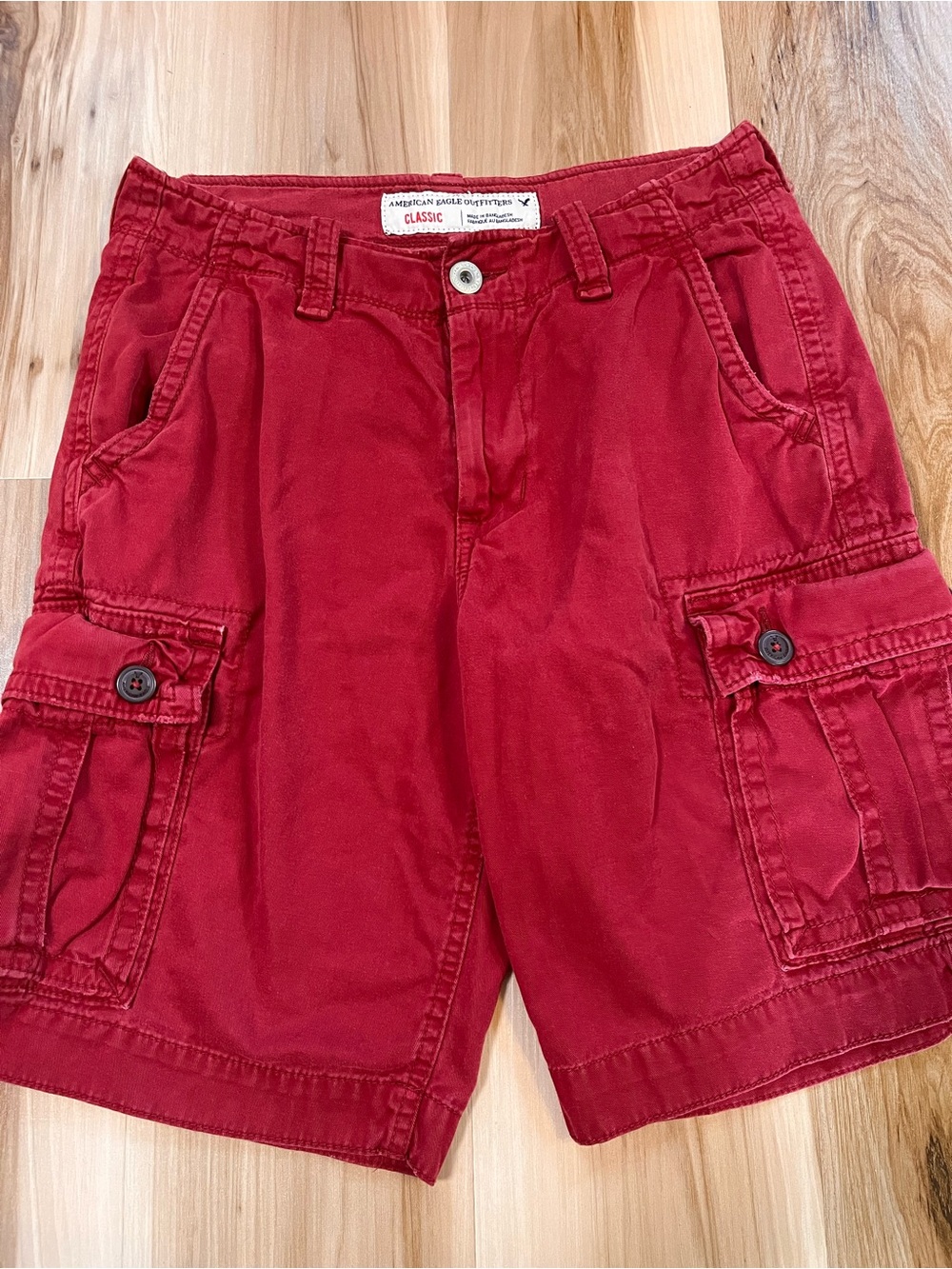 American Eagle AE Men’s 30 Burgundy Cargo Utility Shorts Y2K Gorpcore Streetwear